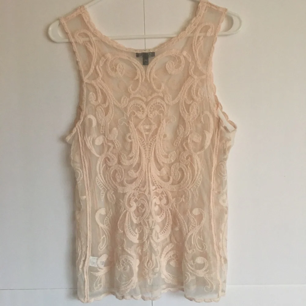 Express Lace Detail Sheer tank size S - Picture 3 of 3